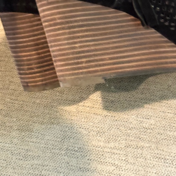 Lucky Brand Black Perforated Suede Peep Toe Wedge Bootie Size 37 - Picture 5 of 7